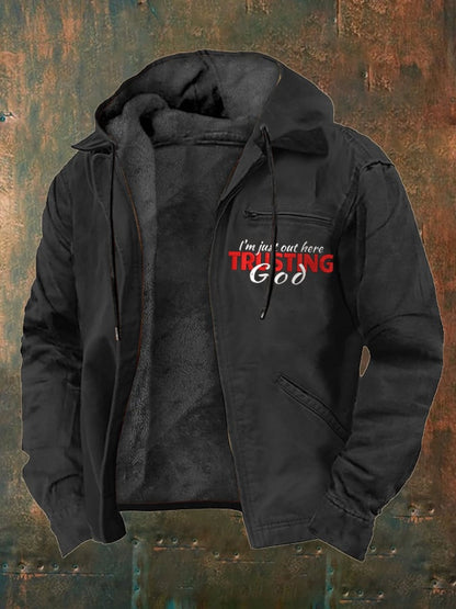 Men's Faith in God Multi-Pocket Fleece Jacket