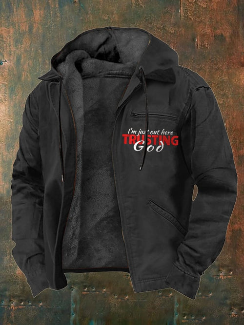 Men's Faith in God Multi-Pocket Fleece Jacket