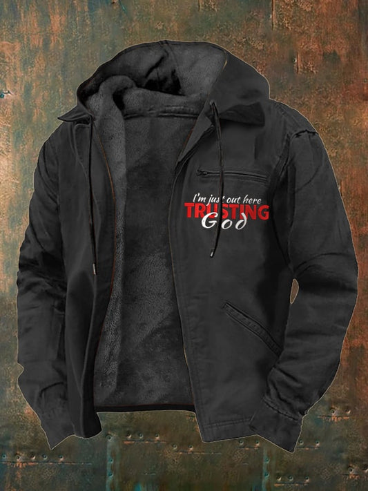 Men's Faith in God Multi-Pocket Fleece Jacket