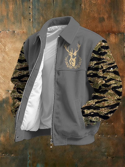 Men's Vintage Western Print Corduroy Casual Jacket