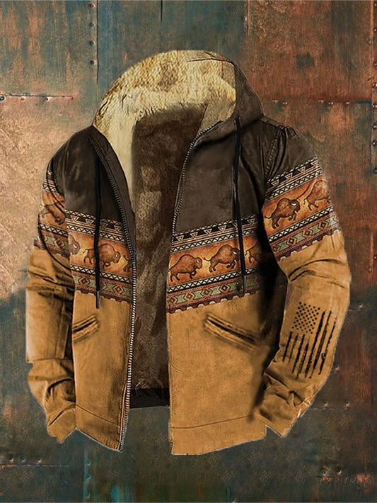 Men'S Vintage  Faith Flag Westward Print Outerwear