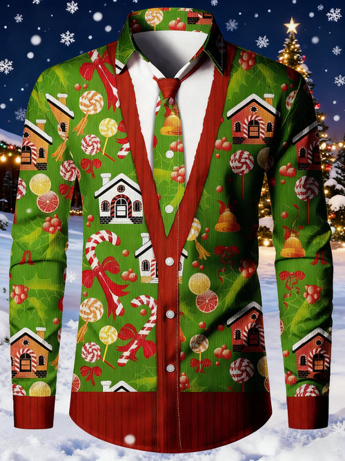 Men's Casual Christmas Long Sleeve Shirt