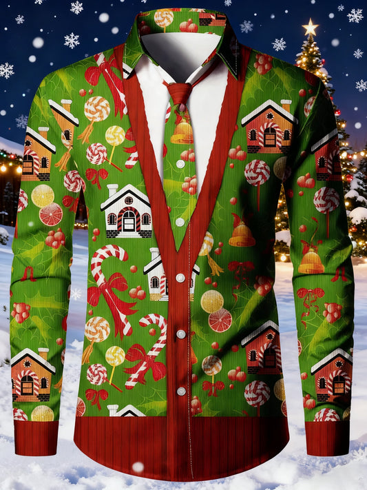 Men's Casual Christmas Long Sleeve Shirt