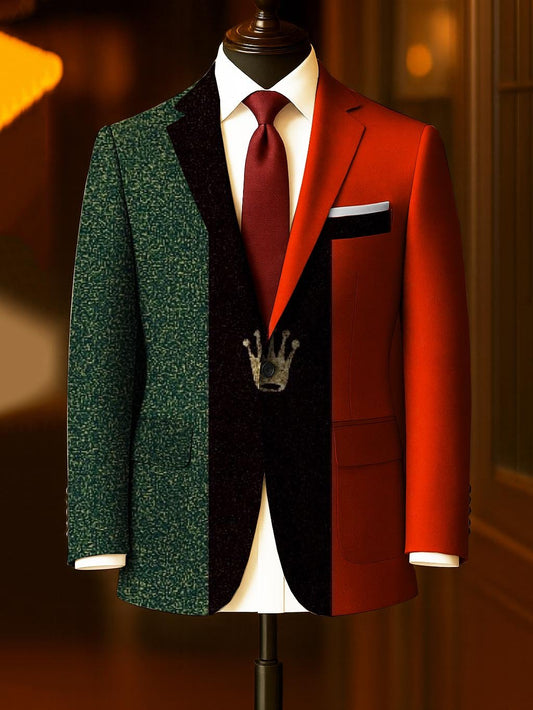Men's Business Casual Large Pocket Print Blazers