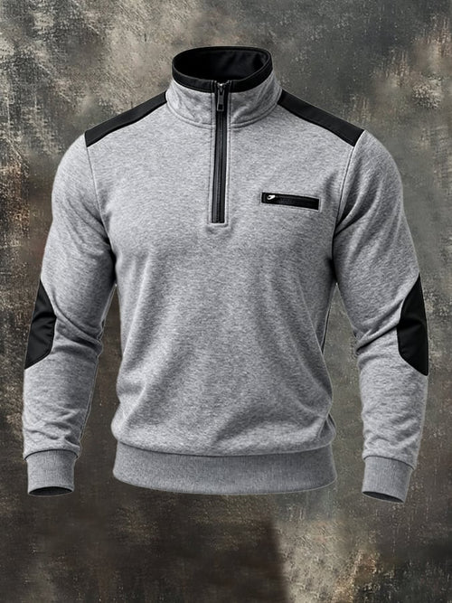 Men's Retro Contrast Color Comfort Zip-Up Sweatshirt