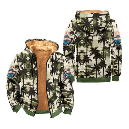 Men's Retro Western Style Coconut Tree Camouflage Fleece Jacket