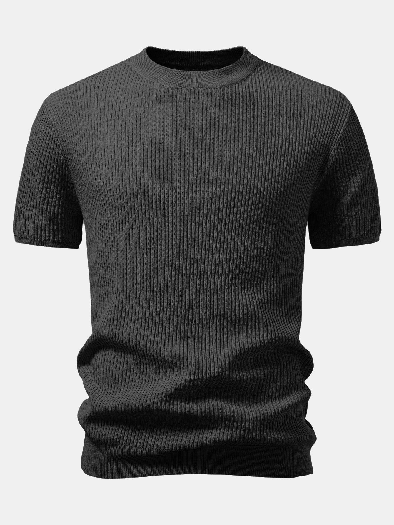 3 Pieces Ribbed Crew Neck Knit T-Shirt