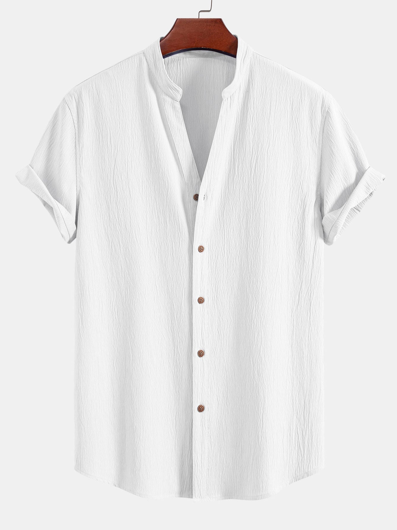 Crinkled Textured V Neck Shirt