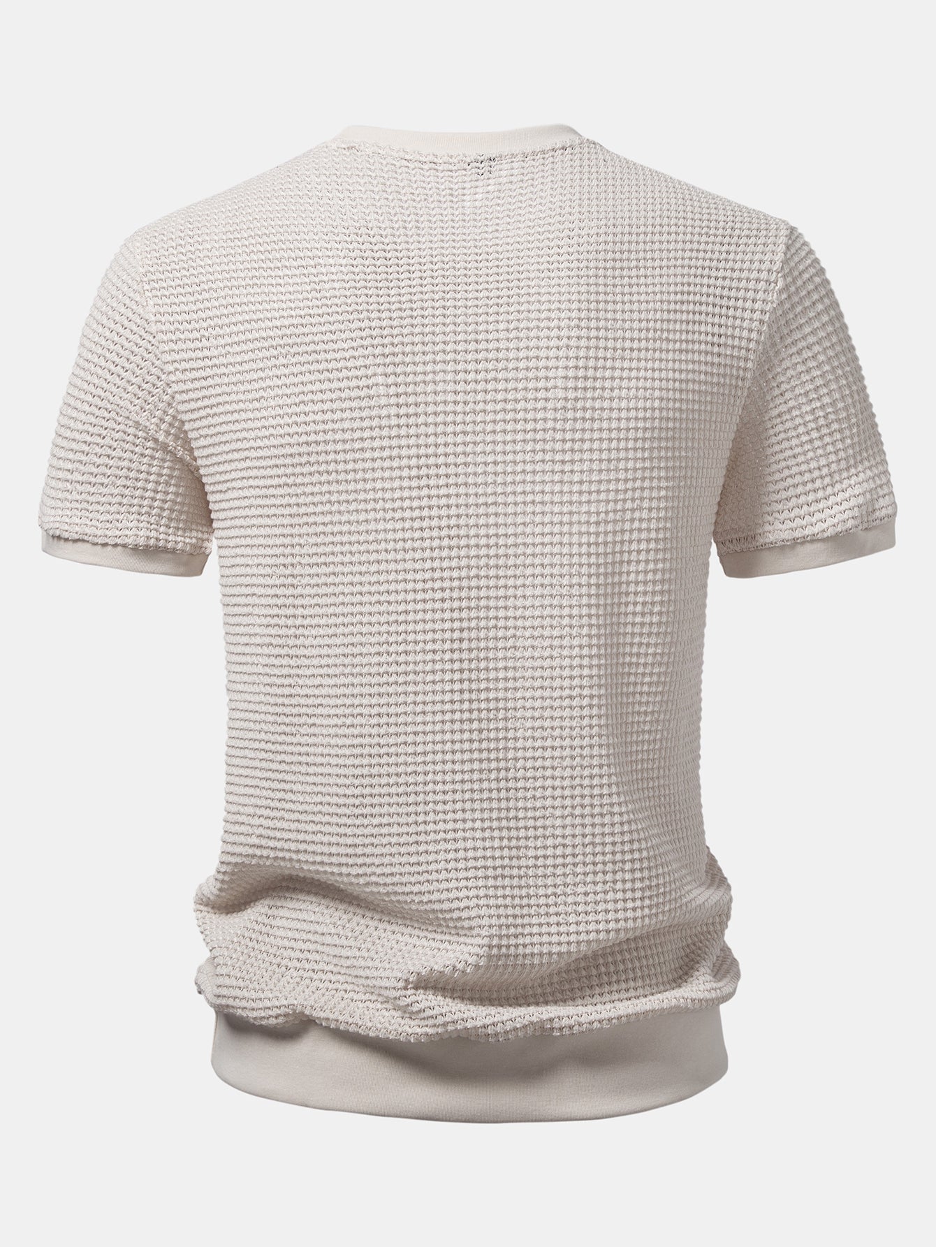 Short-Sleeve Waffle Ribbed Hem T-Shirt