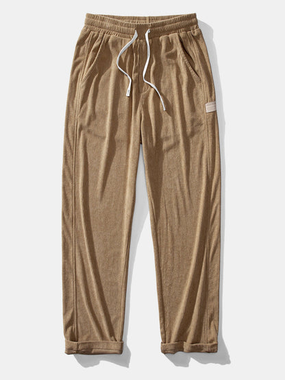 Relax Fit Contrast Corduroy Polo Collar Sweatshirt & Straight Leg Corduroy Pants