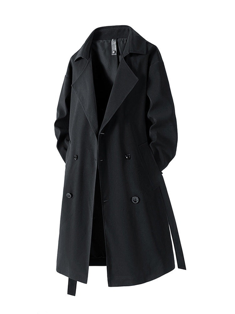 2025 Men's Autumn New American Style Mid-Length Trench Coat