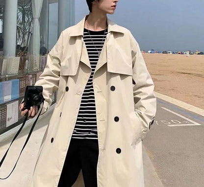 [Copy]Men's Double Breasted Belted Casual Trench Coat