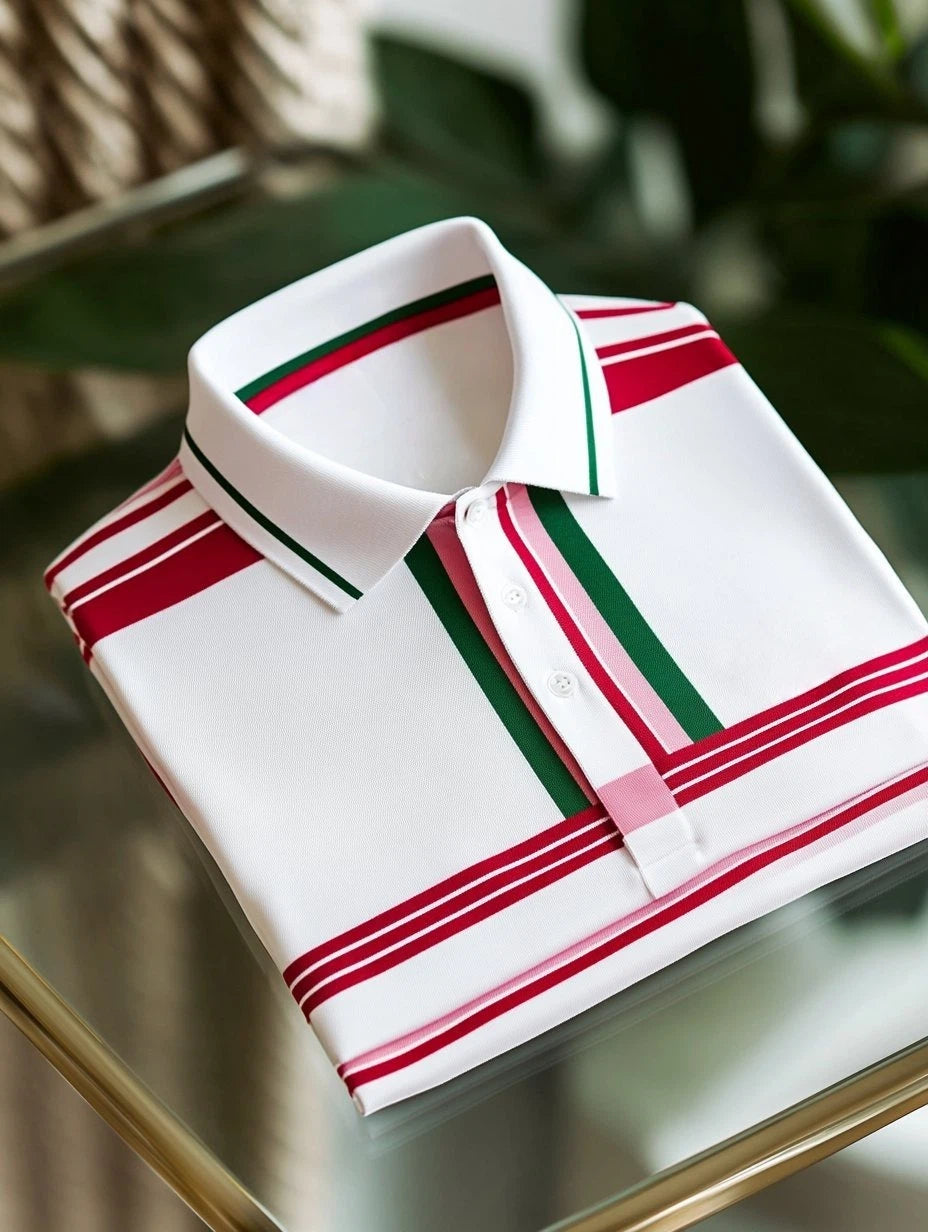 Men's Business Casual Fish Embroidered Button Short Sleeve Polo Shirt