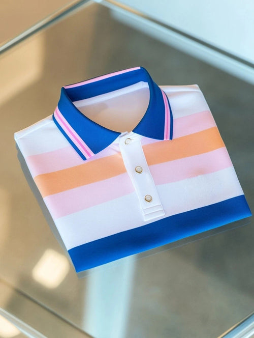 Men's Business Casual Fish Embroidered Button Short Sleeve Polo Shirt