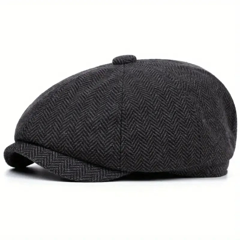 PEAKED CAPS - HARRIS TWEED Genuine Scottish Harris Tweed 8 Panels Man Cap Blue