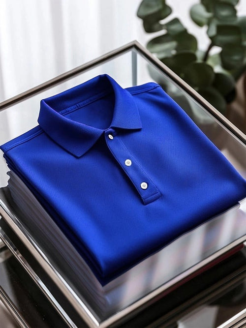 Men's Business Casual Button Short Sleeve Polo Shirt