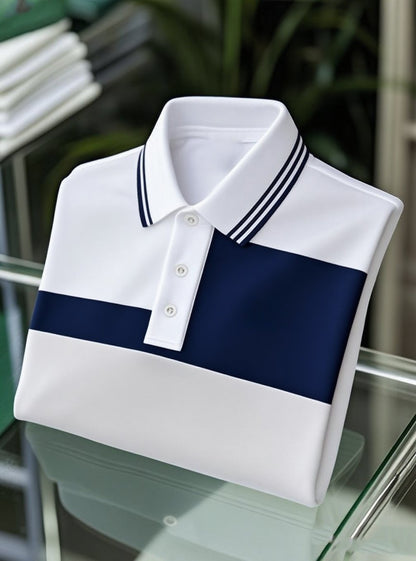 Men's Business Casual Button Short Sleeve Polo Shirt