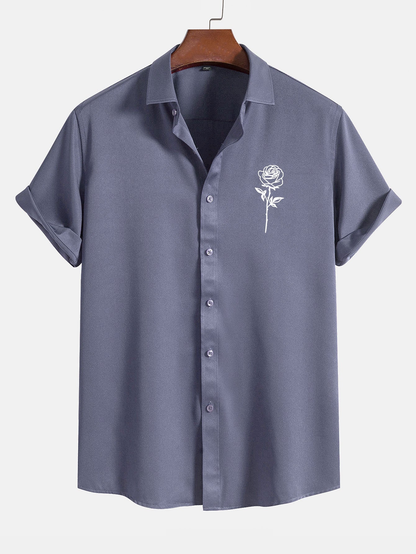 Rose Print Short Sleeve Shirts