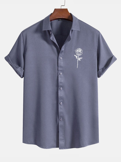 Rose Print Short Sleeve Shirts