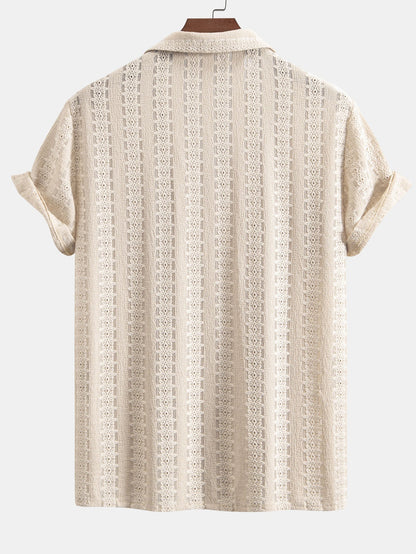 Floral Jacquard Textured Cuban Shirt