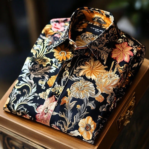Classic art print shirts Business casual retro shirts