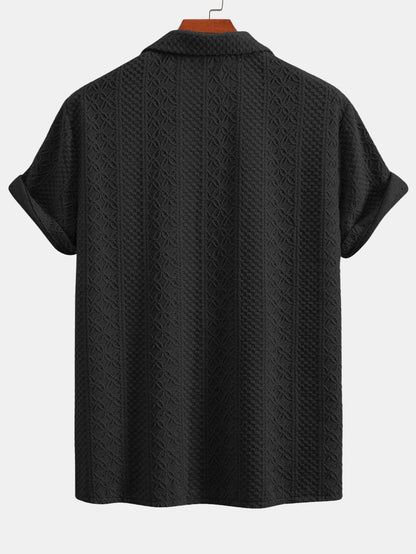 Floral Checkerboard Jacquard Cuban Shirt