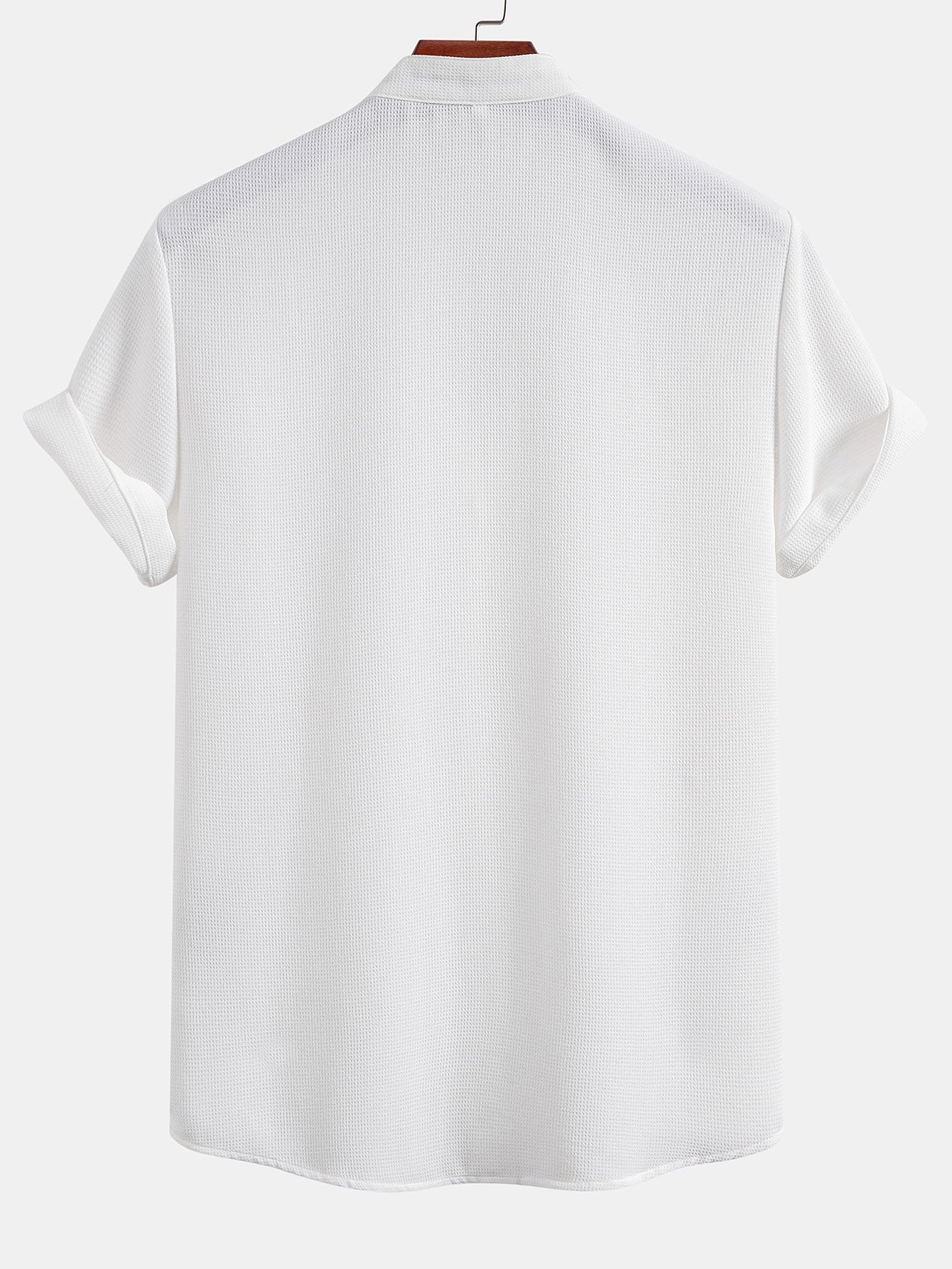 Waffle Textured Stand Collar Shirt