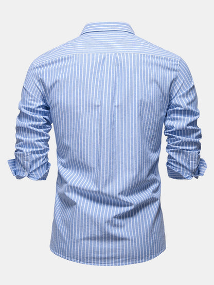 Cowboy Embroidery Cotton Stripe Shirt