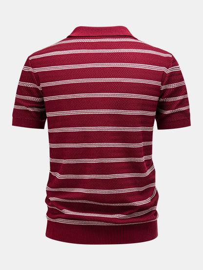 Striped Zipper Knit Polo