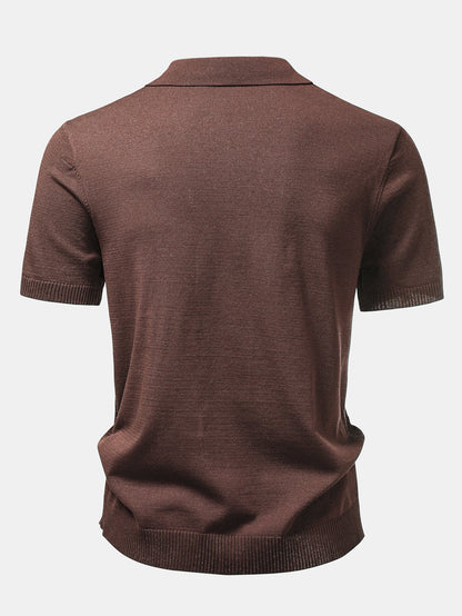 Textured Jacquard Button Up Knit Shirt