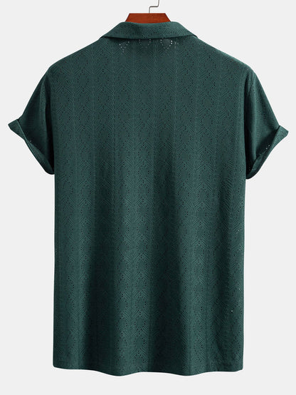 Muscle Fit Diamond Texture Cuban Shirt