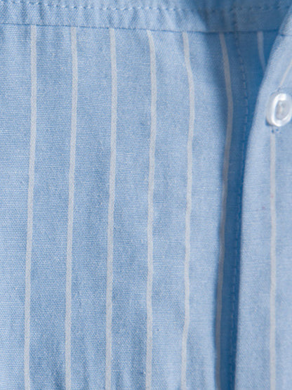 Striped Patchwork Button Up Shirt