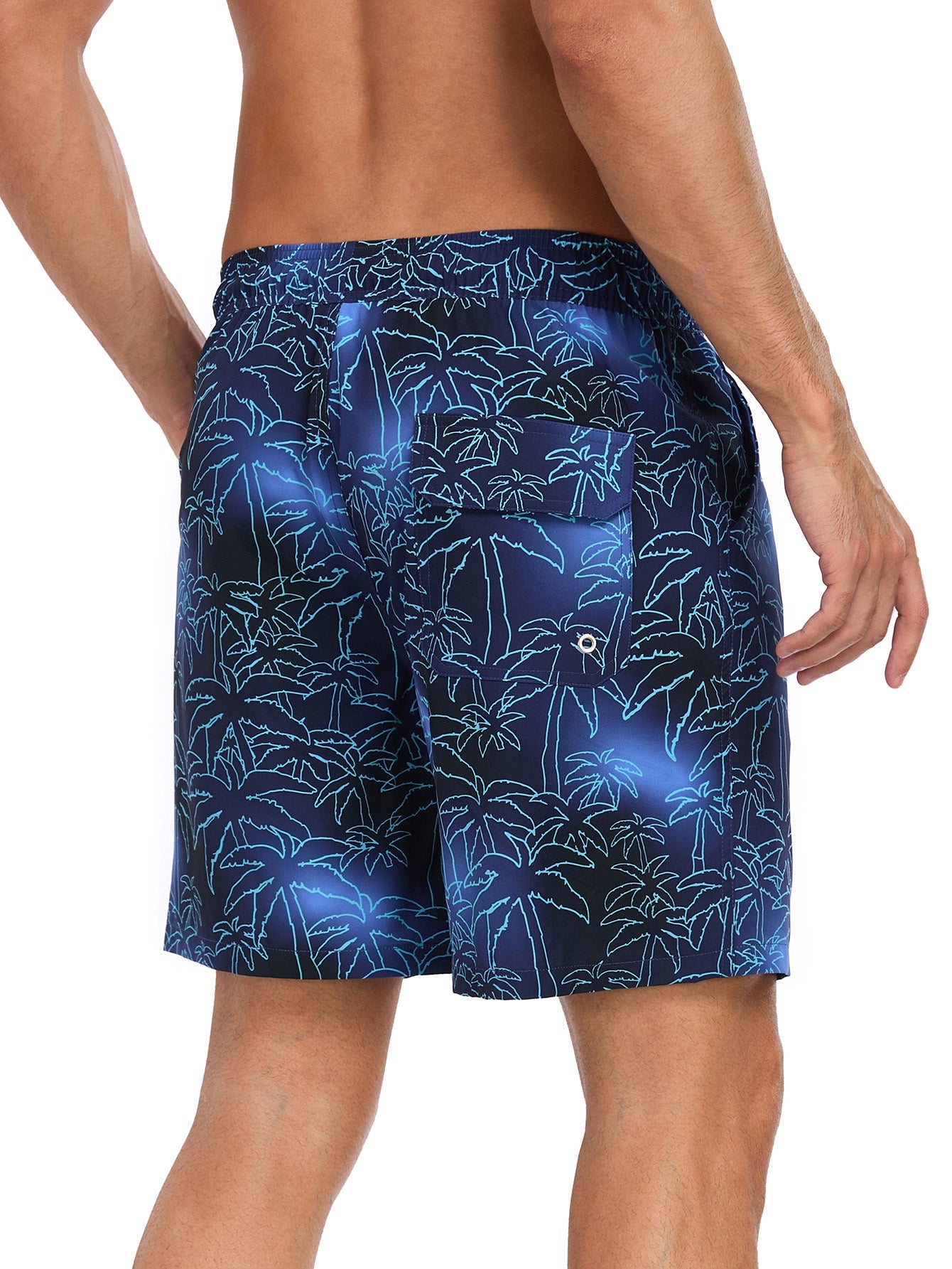 2 In 1 Palm Tree Print Swim Shorts