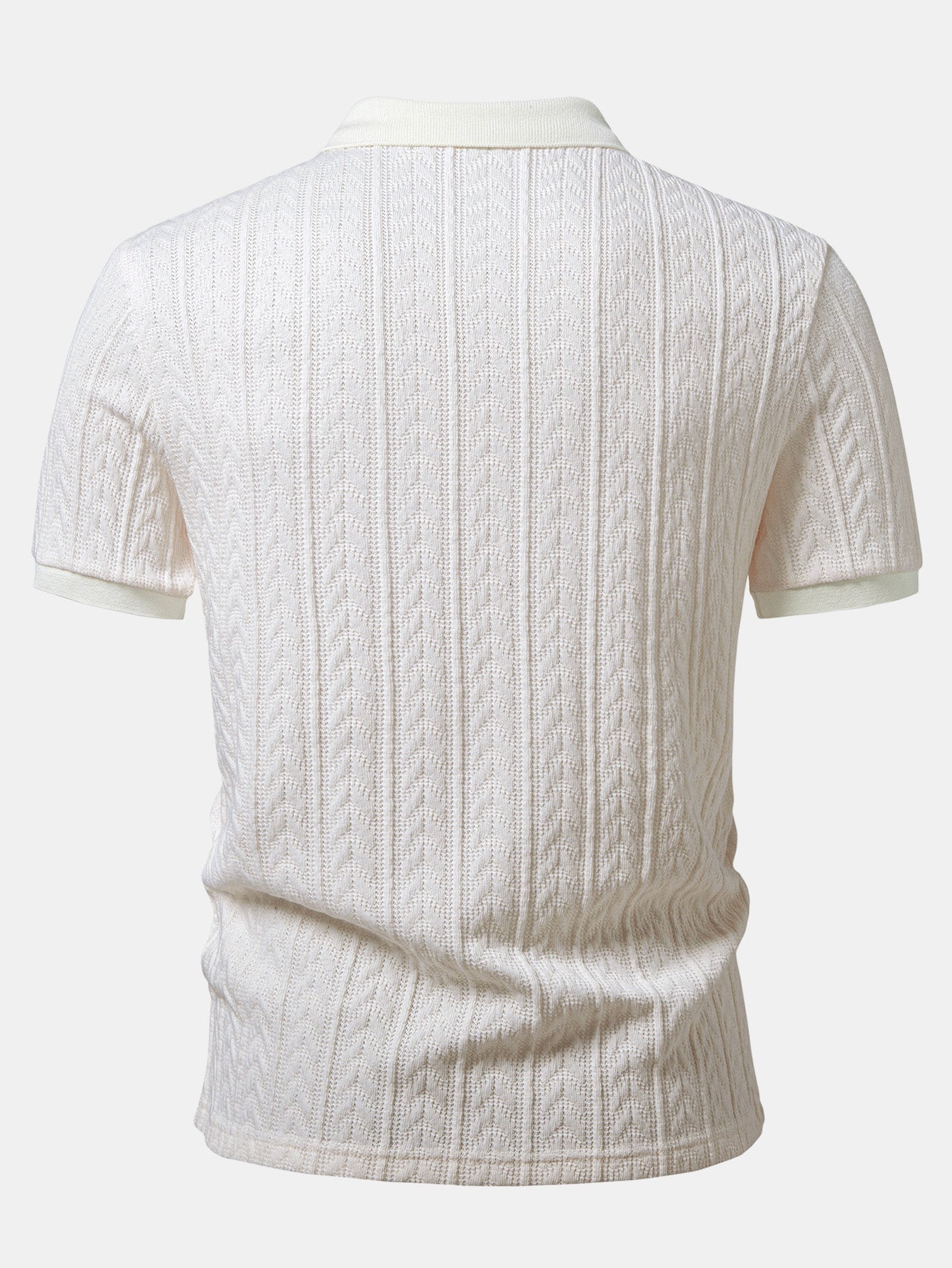 Wheat Ear Jacquard Zipper Knit Polo