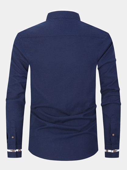 Long Sleeve Contrast Stand Collar Shirt