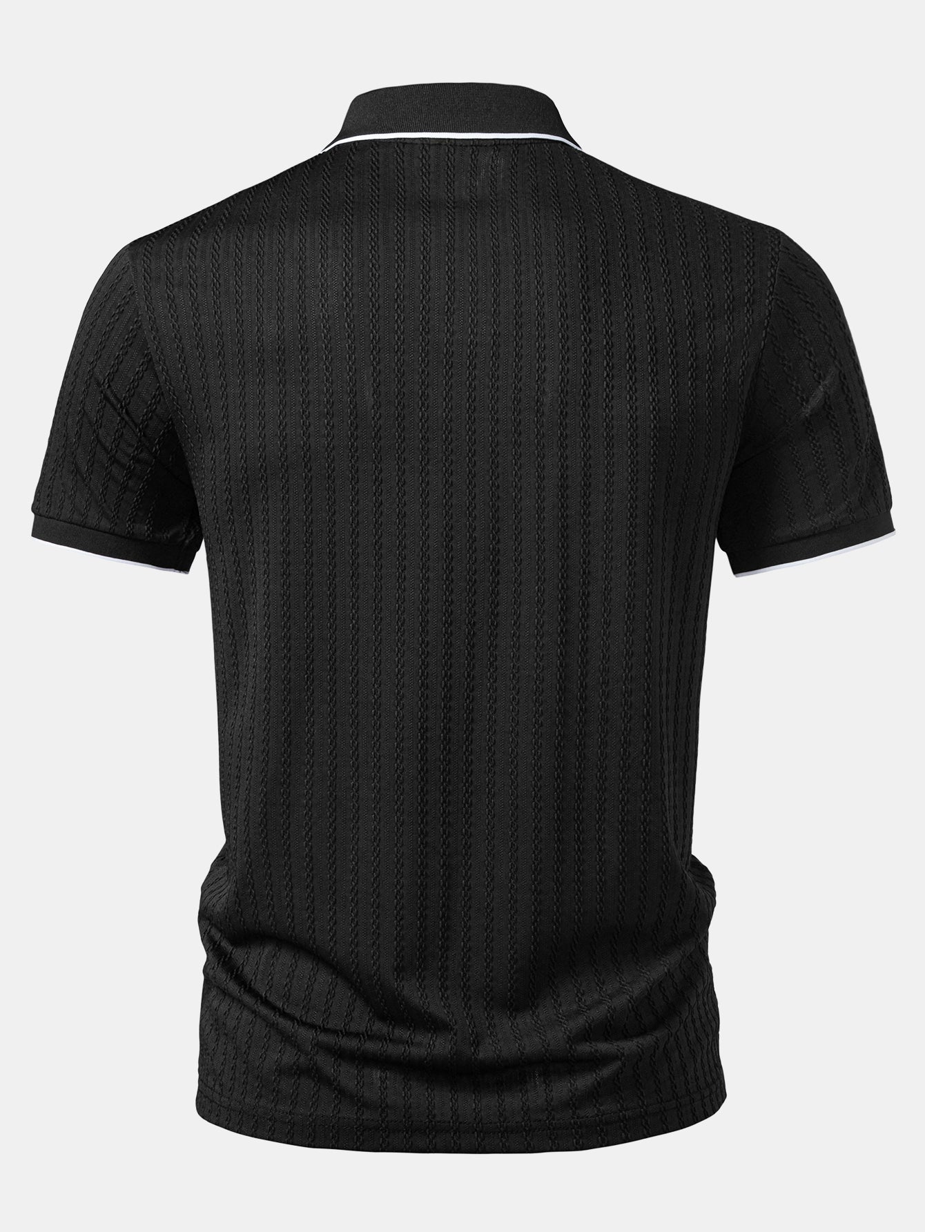 Contrast Trim Textured Knit Polo