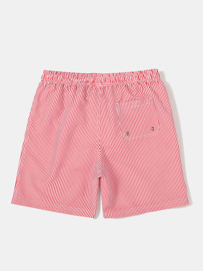 3 Pieces Vertical Striped Drawstring Swim Shorts