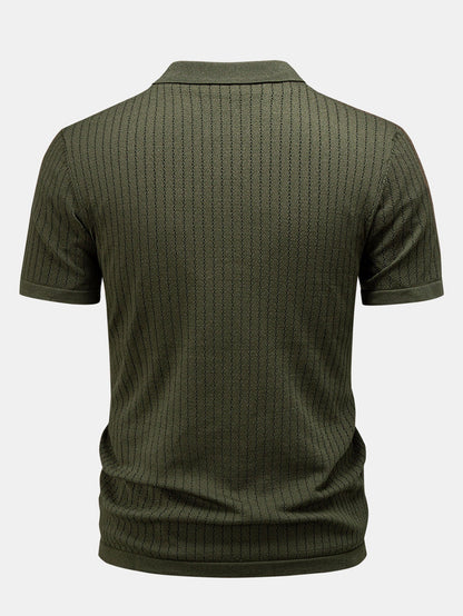 Johnny Collar Open Knit Polo