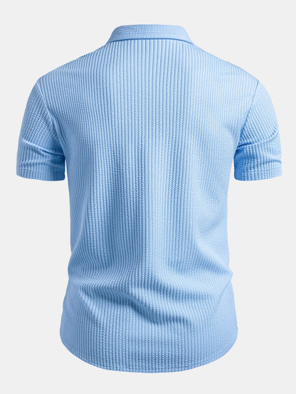 Muscle Fit Ribbed Button Up Shirt