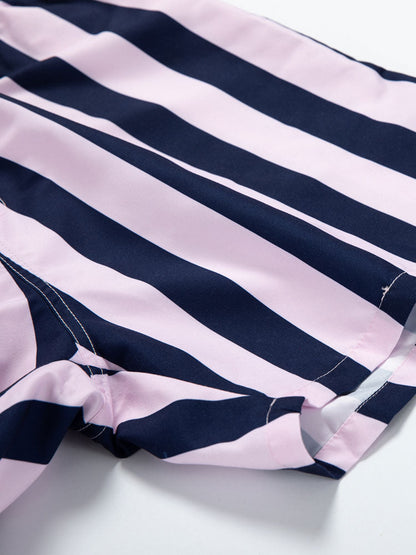 Man Striped Print Swim Shorts