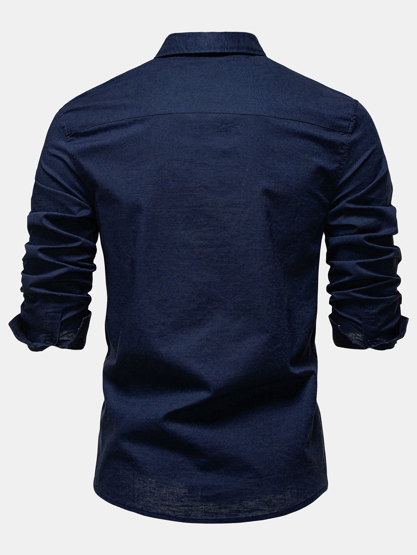 Long Sleeve Linen Cotton Blend Shirt With Pocket