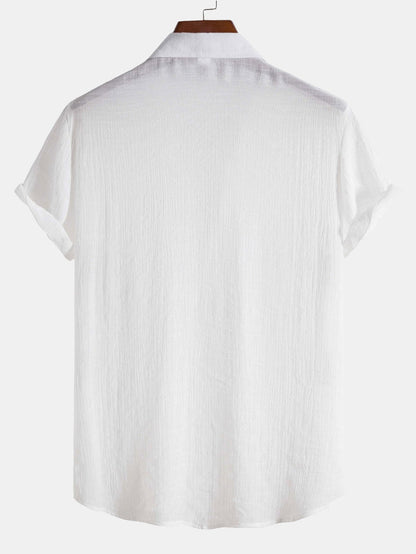 Light Crinkled Fabric Button Up Shirt