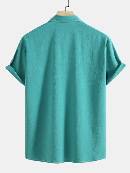 Crinkled Texture Button Up Shirt