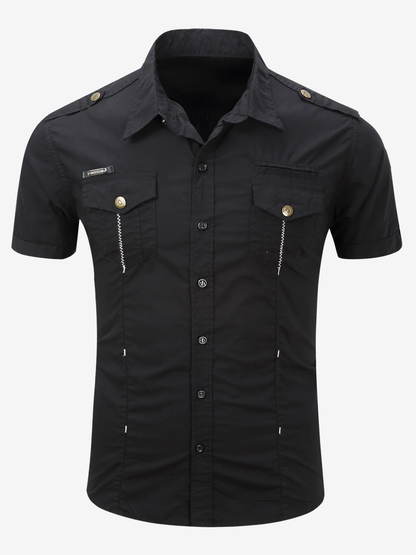 Men's Outdoor Casual Cotton Pocket Short Sleeve Shirt