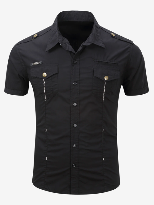 Men's Outdoor Casual Cotton Pocket Short Sleeve Shirt