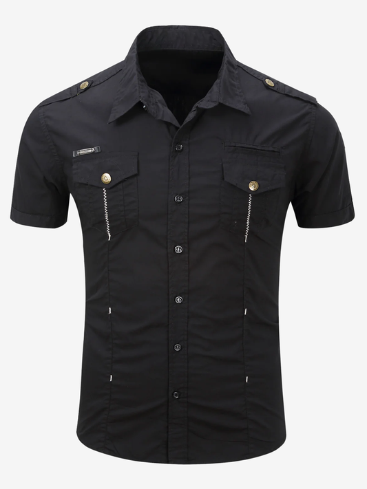 Men's Outdoor Casual Cotton Pocket Short Sleeve Shirt