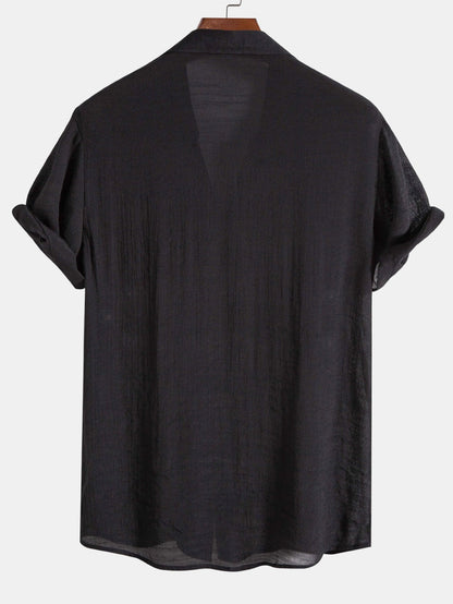 Light Crinkled Fabric Button Up Shirt