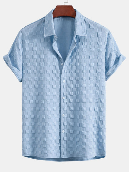 Checkerboard Textured Button Up Shirt