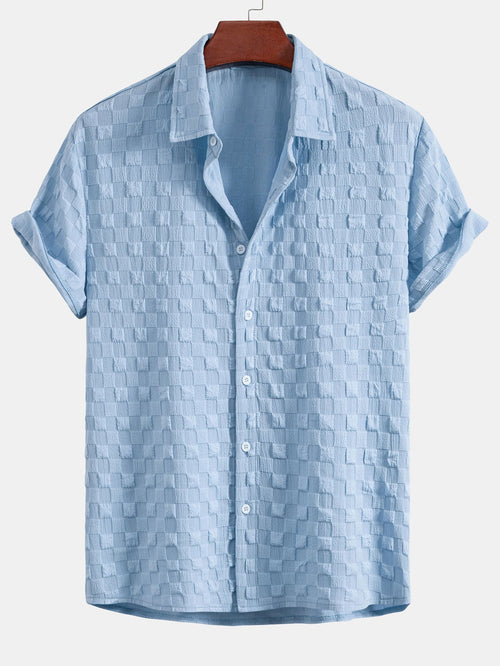 Checkerboard Textured Button Up Shirt