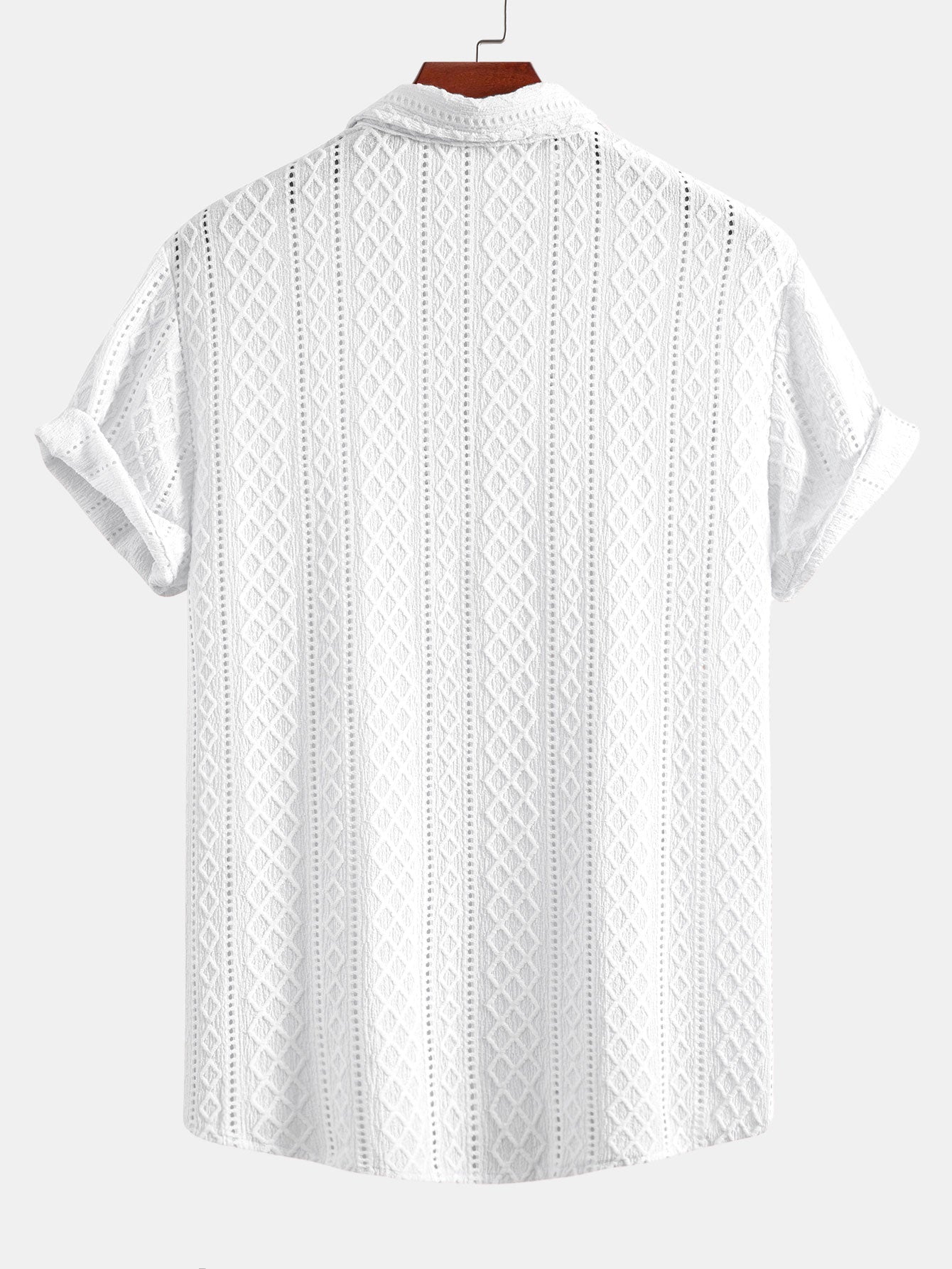 Geometry Rhombus Jacquard Button Up Shirt